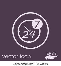 24 7 icon. open 24 hours a day and 7 days a week icons