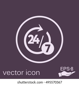24 7 icon. open 24 hours a day and 7 days a week icons