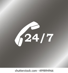 24 7 icon. Open 24 hours a day and 7 days a week icons.