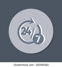 24 7 icon. open 24 hours a day and 7 days a week icons