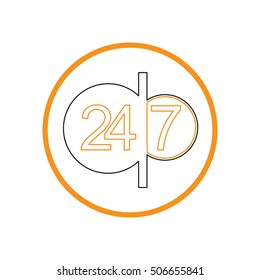 24 7 icon. open 24 hours a day and 7 days a week icons