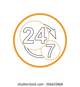 24 7 icon. open 24 hours a day and 7 days a week icons