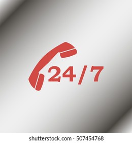 24 7 icon. Open 24 hours a day and 7 days a week icons.