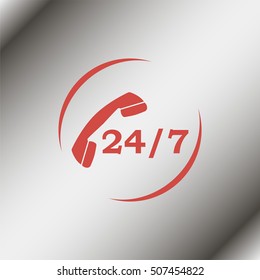 24 7 icon. Open 24 hours a day and 7 days a week icons.