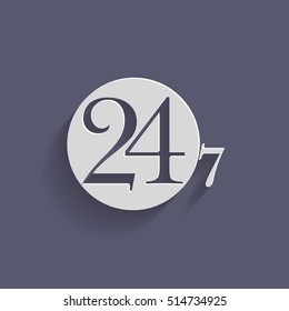 24 7 icon. open 24 hours a day and 7 days a week icons