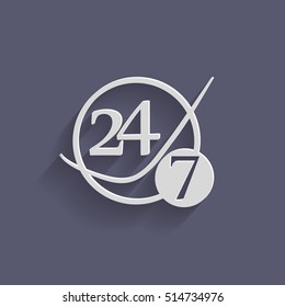 24 7 icon. open 24 hours a day and 7 days a week icons