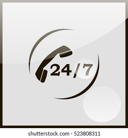 24 7 icon. Open 24 hours a day and 7 days a week icons.