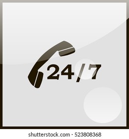24 7 icon. Open 24 hours a day and 7 days a week icons.