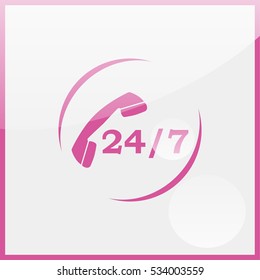 24 7 icon. Open 24 hours a day and 7 days a week icons.