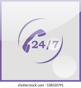 24 7 icon. Open 24 hours a day and 7 days a week icons.