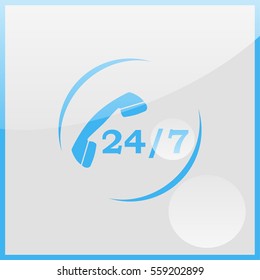 24 7 icon. Open 24 hours a day and 7 days a week icons.