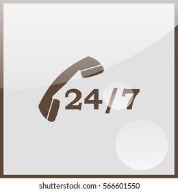 24 7 icon. Open 24 hours a day and 7 days a week icons.