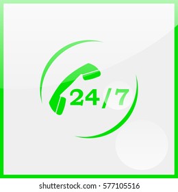 24 7 icon. Open 24 hours a day and 7 days a week icons.