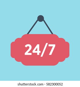 24 7 icon. open 24 hours a day and 7 days a week icon 
