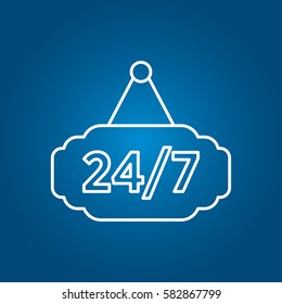 24 7 icon. open 24 hours a day and 7 days a week icons