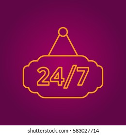 24 7 icon. open 24 hours a day and 7 days a week icons