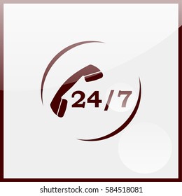24 7 icon. Open 24 hours a day and 7 days a week icons.