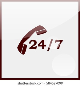 24 7 icon. Open 24 hours a day and 7 days a week icons.
