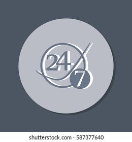 24 7 icon. open 24 hours a day and 7 days a week icons