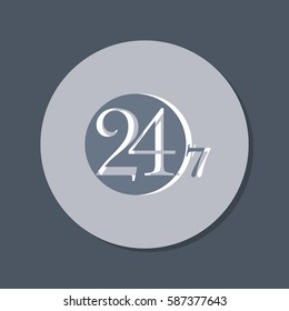 24 7 icon. open 24 hours a day and 7 days a week icons