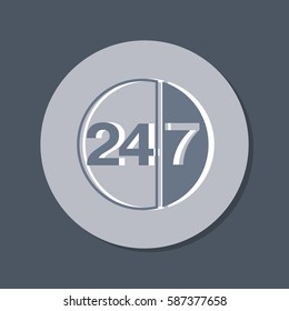 24 7 icon. open 24 hours a day and 7 days a week icons