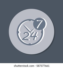 24 7 icon. open 24 hours a day and 7 days a week icons