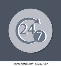 24 7 icon. open 24 hours a day and 7 days a week icons