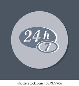 24 7 icon. open 24 hours a day and 7 days a week icons