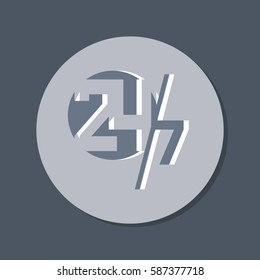 24 7 icon. open 24 hours a day and 7 days a week icons