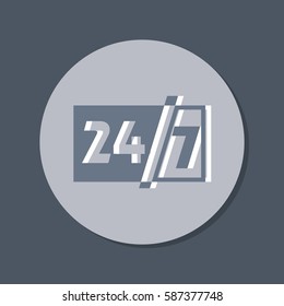 24 7 icon. open 24 hours a day and 7 days a week icons