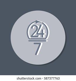 24 7 icon. open 24 hours a day and 7 days a week icons