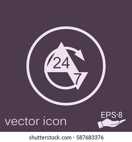 24 7 icon. open 24 hours a day and 7 days a week icons