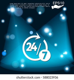 24 7 icon. open 24 hours a day and 7 days a week icons