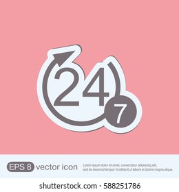 24 7 icon. open 24 hours a day and 7 days a week icons
