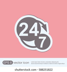 24 7 icon. open 24 hours a day and 7 days a week icons