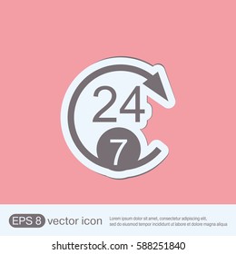24 7 icon. open 24 hours a day and 7 days a week icons