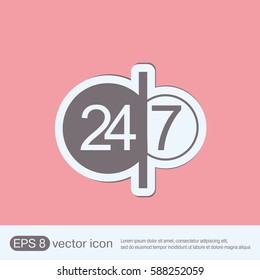 24 7 icon. open 24 hours a day and 7 days a week icons