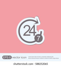 24 7 icon. open 24 hours a day and 7 days a week icons