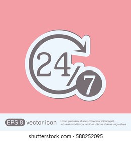 24 7 icon. open 24 hours a day and 7 days a week icons