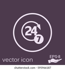 24 7 icon. open 24 hours a day and 7 days a week icons