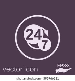 24 7 icon. open 24 hours a day and 7 days a week icons