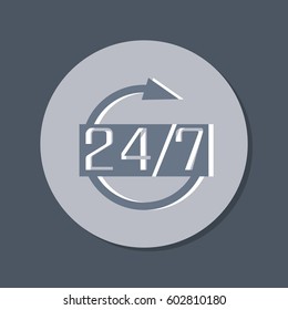 24 7 icon. open 24 hours a day and 7 days a week icons