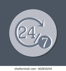 24 7 icon. open 24 hours a day and 7 days a week icons