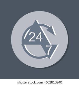 24 7 icon. open 24 hours a day and 7 days a week icons