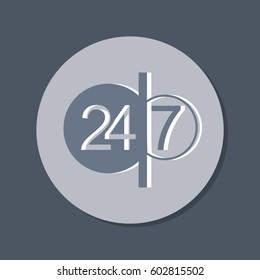 24 7 icon. open 24 hours a day and 7 days a week icons