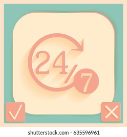 24 7 icon. open 24 hours a day and 7 days a week icons