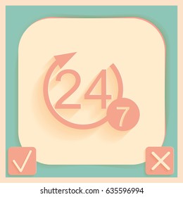 24 7 icon. open 24 hours a day and 7 days a week icons