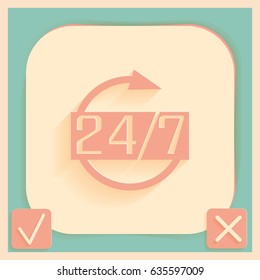 24 7 icon. open 24 hours a day and 7 days a week icons