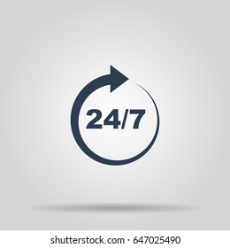 24 7 icon. open 24 hours a day and 7 days a week icons,