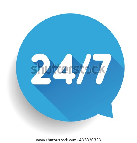 24 7 icon. open 24 hours a day and 7 days a week
